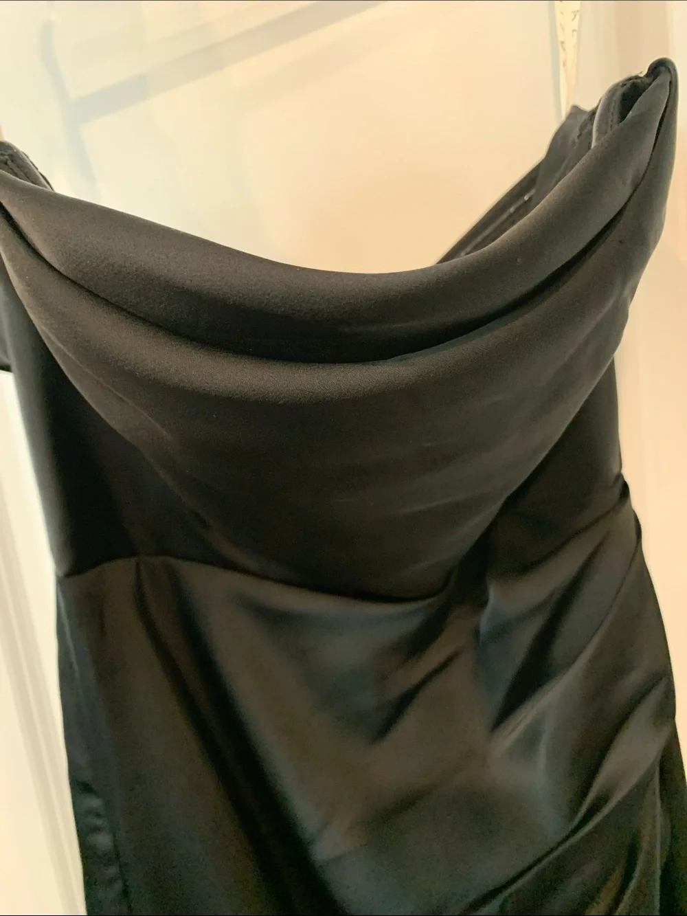 Azazie strapless Black Evening Gown - Classic column satin with split 6